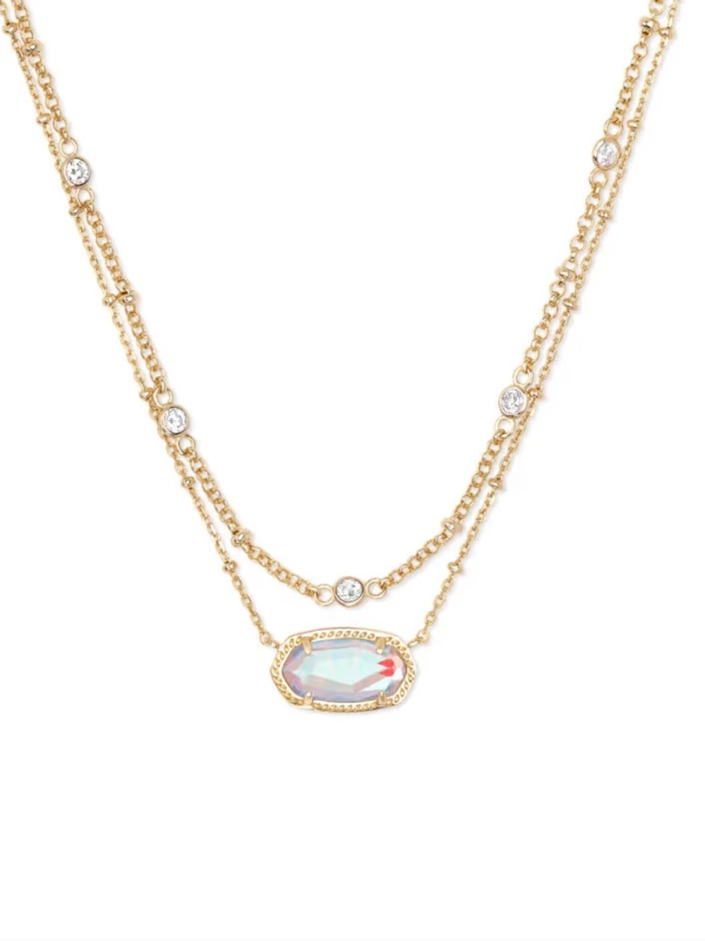 NWT Kendra Scott Elisa Multi Strand Necklace - Gold & Dichroic Glass